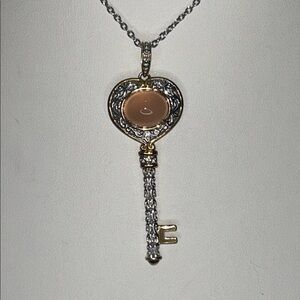 NWOT Gems En Vogue Designer Heart Key Rose Quartz Sterling Silver Necklace Boho